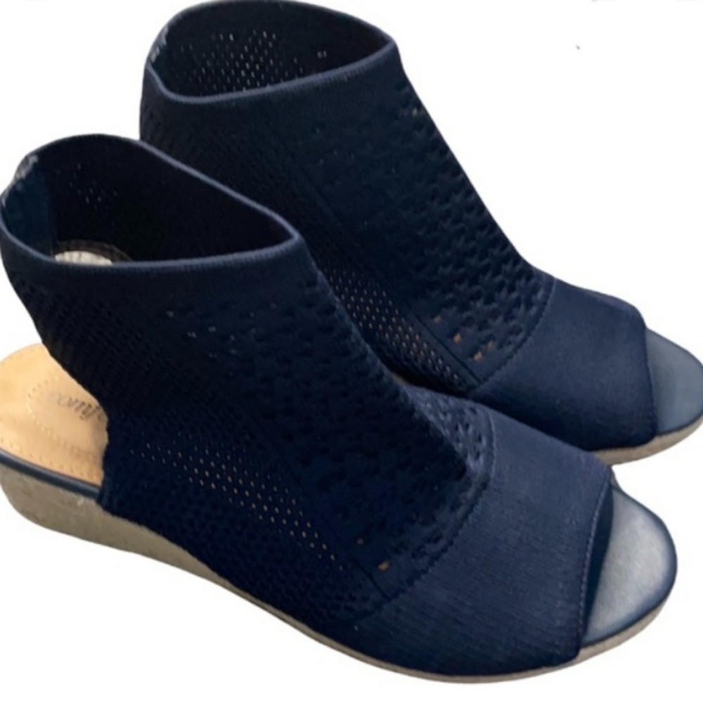 Comfortview Navy Espadrille Wedges Sz11
